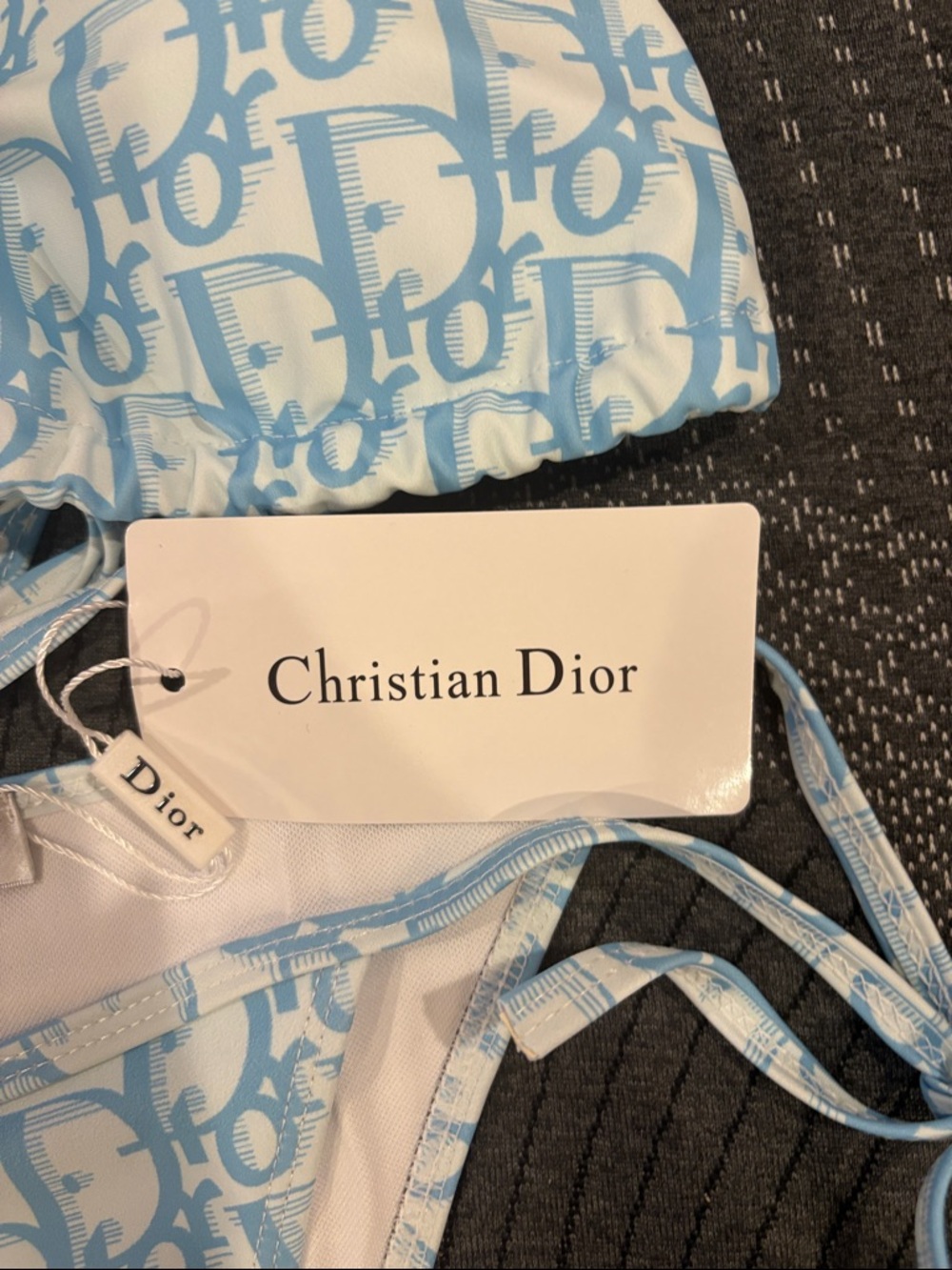 Dior Light Blue & White Logo Triangle Bikini - Picture 2 of 5